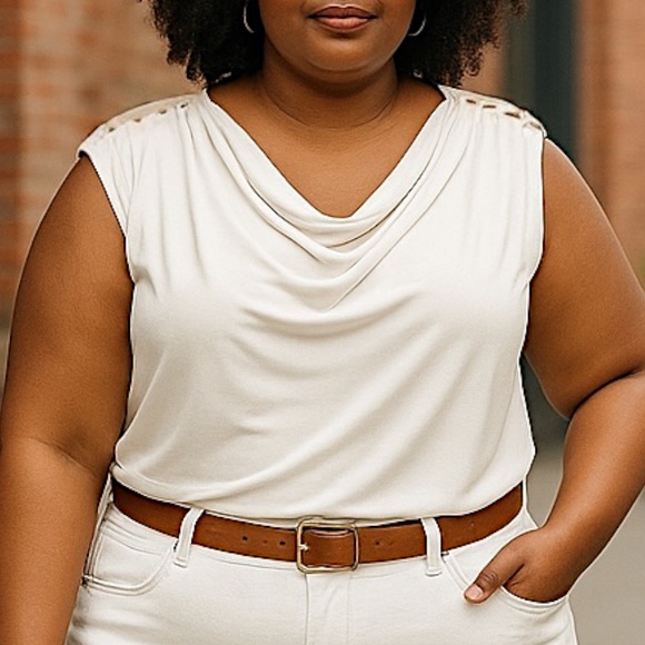 Lauren Ralph Lauren Plus Size Cowl Neck Tops – Off White / Cream 2X & 3X - Picture 1 of 4